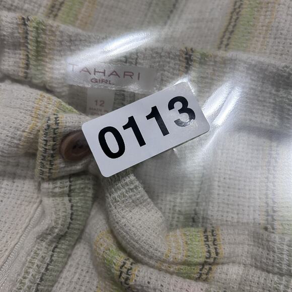 Tahari Girls Sz 12 Striped Cotton Boho Cargo Pants Bohemian Wide Summer Beach - Picture 6 of 6